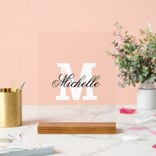 Panneau En Acrylique Élégant panneau acrylique avec texte monogramme pe