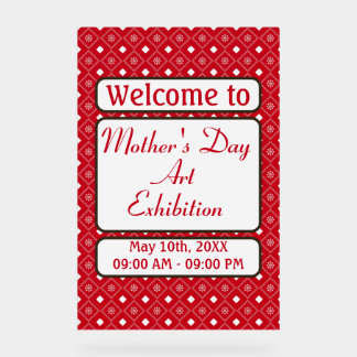 Panneau En Acrylique Elegant Personalized Red White Pattern