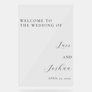 Panneau En Acrylique Elegant Personalized Welcome Wedding Sign | Custom
