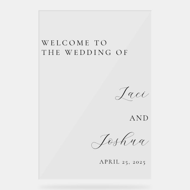 Panneau En Acrylique Elegant Personalized Welcome Wedding Sign | Custom (Recto)