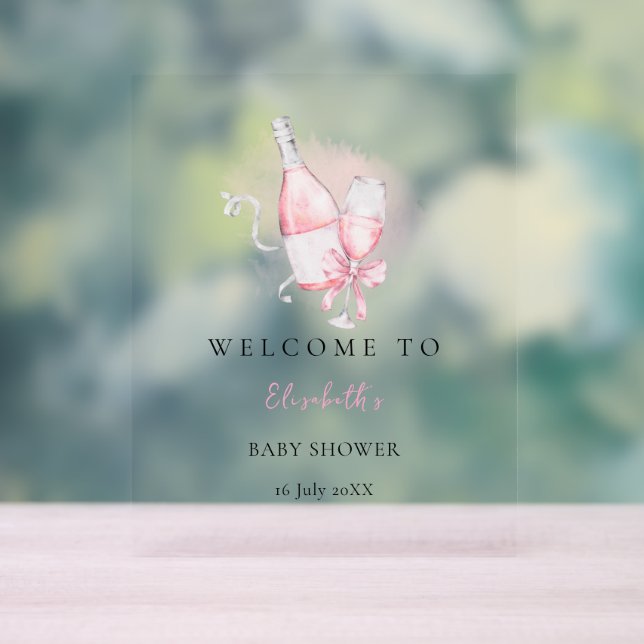 Panneau En Acrylique Elegant Pink Watercolor Modern Baby Shower (Neutre)