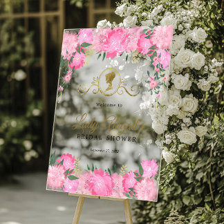 Panneau En Acrylique Elégant rose poudré floral Victorian baptême de ma