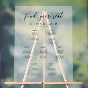 Panneau En Acrylique Élégant Script 7 table Seating Chart Symbole acryl