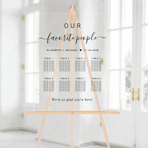 Panneau En Acrylique Élégant Script 8 Mariage de table Tableau de siège