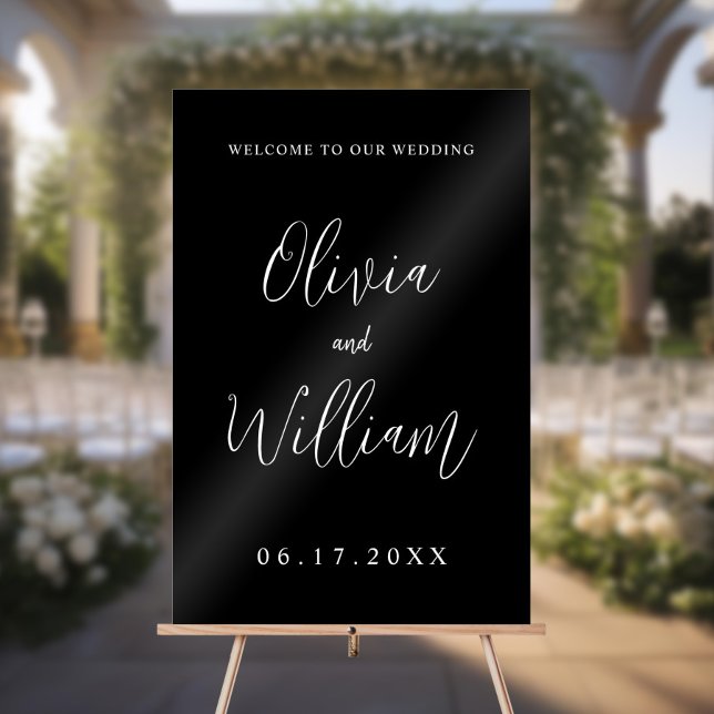 Panneau En Acrylique Élégant script de calligraphie Mariage Bienvenue (Créateur téléchargé)