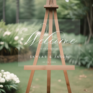 Panneau En Acrylique Élégant script de calligraphie Mariage de bienvenu