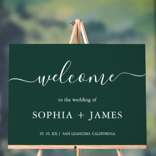 Panneau En Acrylique Élégant Script Emerald Green minimaliste Mariage