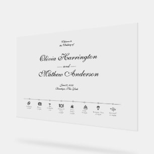 Panneau En Acrylique Elégant script formel Mariage Timeline Welcome