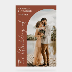 Panneau En Acrylique Élégant Script Photo Welcome Mariage Sign