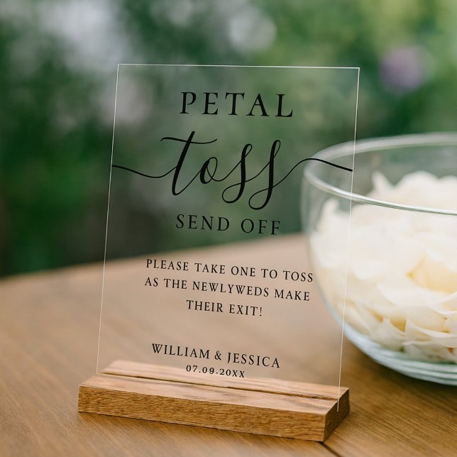 Panneau En Acrylique Elegant Script Wedding Petal Toss (Créateur téléchargé)