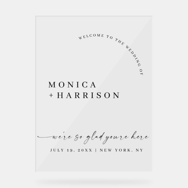 Panneau En Acrylique Elegant Script Wedding Welcome Framed Print (Recto)