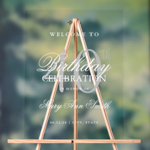 Panneau En Acrylique Elégant Silver 40th Birthday Party Welcome