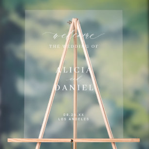 Panneau En Acrylique Élégant simple signe de bienvenue mariage dépoli