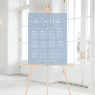 Panneau En Acrylique Élégant tableau de mariage Dusty Blue pour 12 tabl