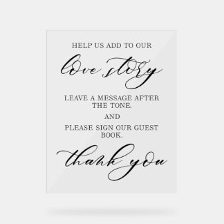 Panneau En Acrylique Elegant Wedding Audio Guest Book Sign | Modern 
