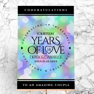Panneau En Acrylique Élégante 14ème anniversaire du Mariage Opal