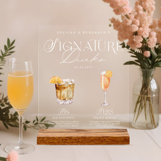 Panneau En Acrylique Elégante aquarelle Sa signature Boisson Mariage