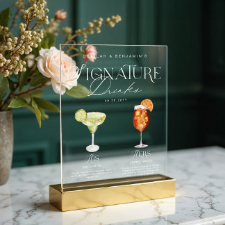Panneau En Acrylique Elégante aquarelle Sa signature Boisson Mariage