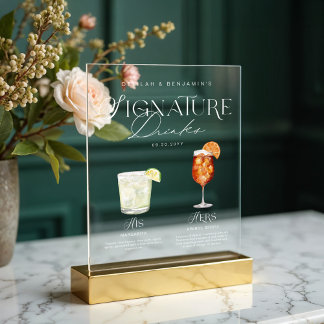 Panneau En Acrylique Elégante aquarelle Sa signature Boisson Mariage