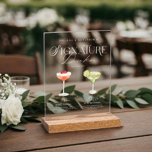 Panneau En Acrylique Elégante aquarelle Sa signature Boisson Mariage