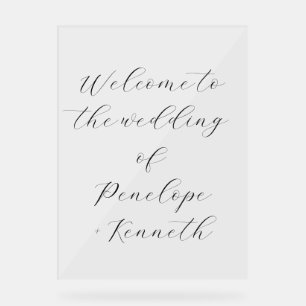 Panneau En Acrylique Élégante calligraphie de script Mariage blanc pers
