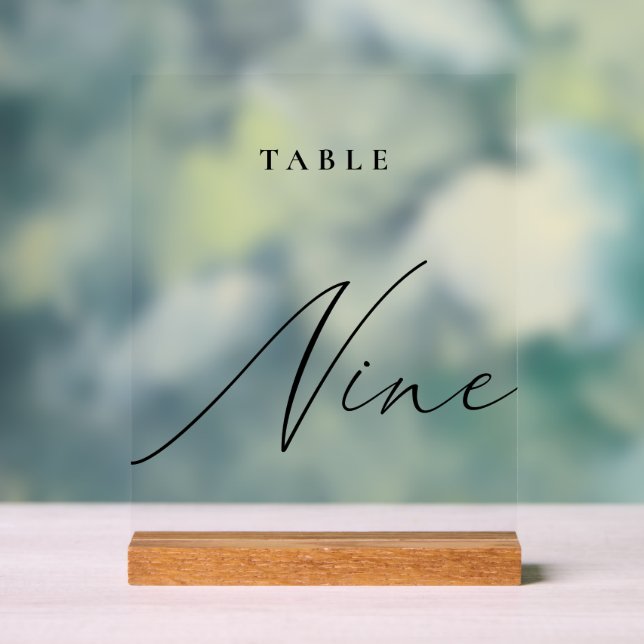 Panneau En Acrylique Élégante calligraphie Numéro de table Neuf (Neutre)