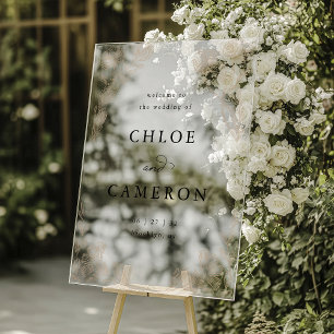 Panneau En Acrylique Élégante calligraphie Rose Orchard Jardin Mariage