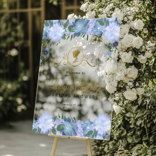 Panneau En Acrylique Elégante douche de mariée florale bleu poussiéreux