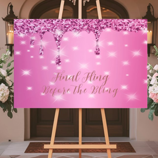 Panneau En Acrylique Élégante Parties scintillant rose chaud Bacheloret (Chic hot pink sparkle welcome sign — the perfect statement piece for your glam bachelorette entrance)