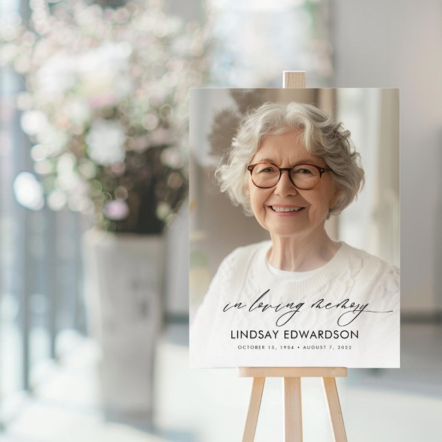 Panneau En Acrylique Élégante Photo Funéraire En Mémoire Amoureuse (In Loving Memory Elegant Photo Sign for Funeral)