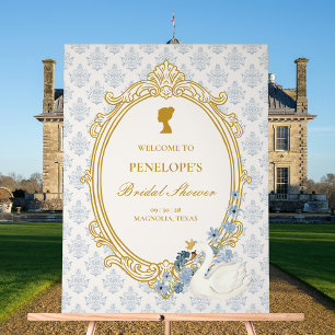 Panneau En Acrylique Élégante réception de mariage bleu et or de l'ère