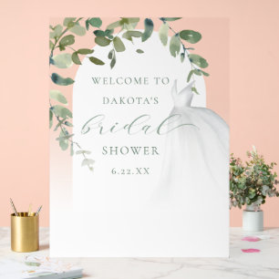 Panneau En Acrylique Elégante robe de mariage Fête des mariées Bienvenu