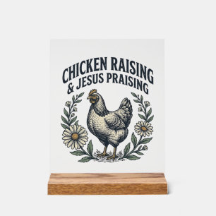 Panneau En Acrylique Élevage de poulets et louange à Jésus vintage poul
