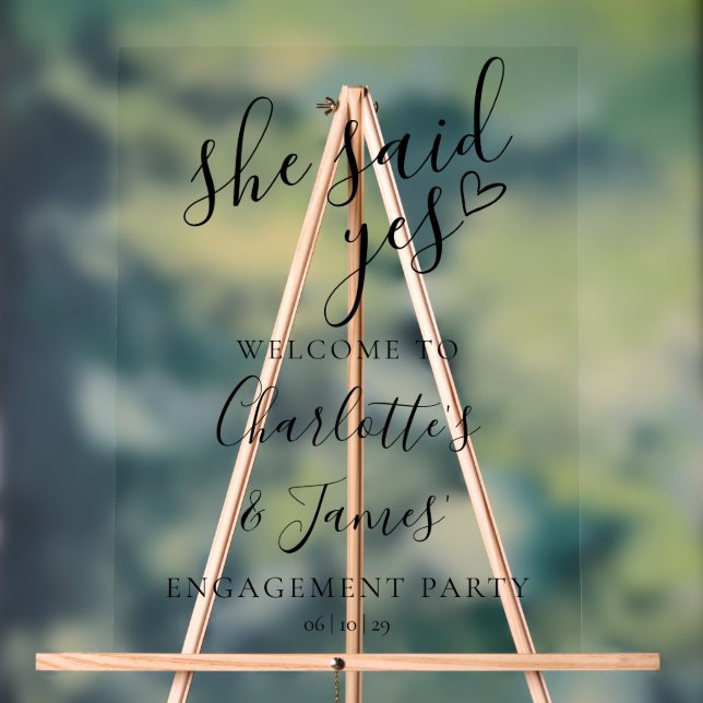 Panneau En Acrylique Elle A Dit Oui Accueil Du Parti Engagement (Neutre)