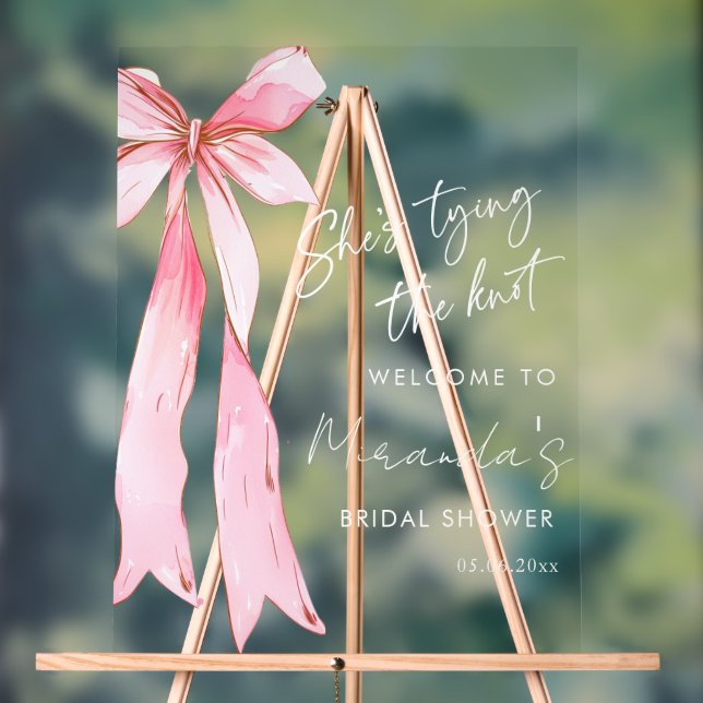 Panneau En Acrylique Elle Attache Le Nœud Réception De Mariée (Neutre)