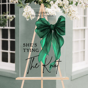 Panneau En Acrylique Elle Attache Le Nœud Signe De Bienvenue Arc Vert