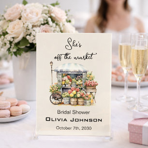 Panneau En Acrylique Elle est hors du Marché Fête de Mariage Fleurie Be