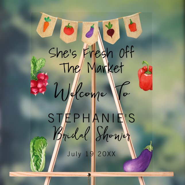 Panneau En Acrylique Elle est la bienvenue à la fête de douche de maria (Neutre)