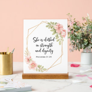 Panneau En Acrylique Elle est revêtue de force et de dignité Floral