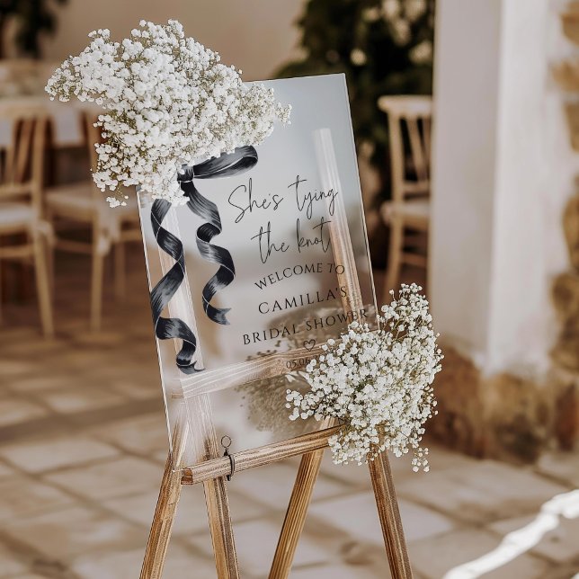 Panneau En Acrylique Elle noue le noeud Black Bow Bridal Bienvenue (Créateur téléchargé)