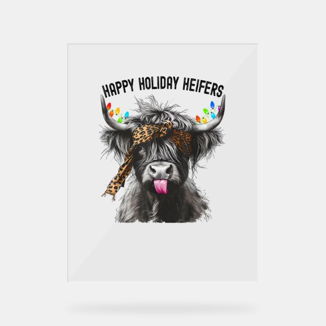 Panneau En Acrylique Empreinte de léopard de vache - Happy Holiday Heif (Recto)