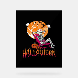Panneau En Acrylique En Attente D'Halloween Infirmière D'Été Skeleton P