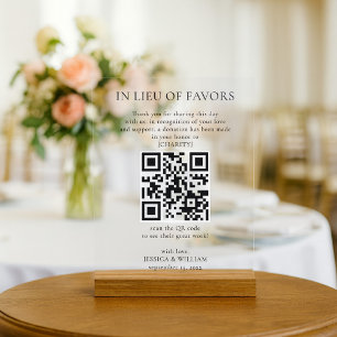 Panneau En Acrylique En Lieu de Faveurs Avec Code QR Pour La Charité De