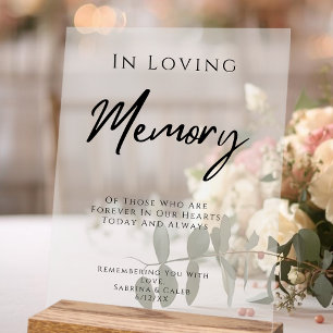 Panneau En Acrylique En Mémoire Élegante Table de Mémorial de Mariage