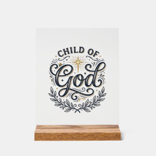 Panneau En Acrylique Enfant de Dieu Design de T-Shirt Gravure Vintage_1