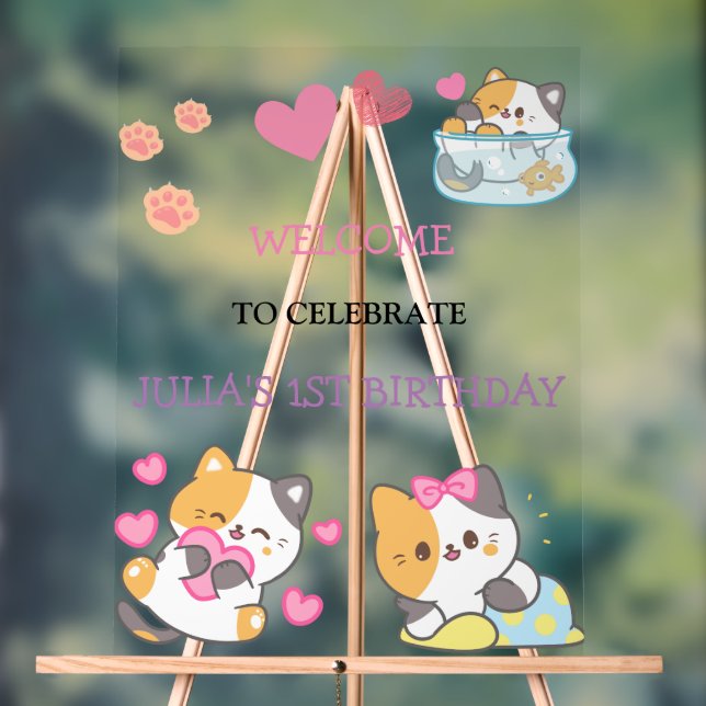 Panneau En Acrylique enfant rose et blanc bienvenue (Neutre)