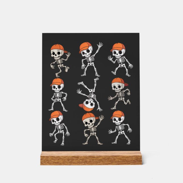 Panneau En Acrylique Enfants Danse Squelette Halloween (Recto)