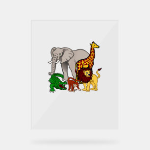 Panneau En Acrylique Enfants Eléphant Giraffe Garçons Filles Lion Zoo A