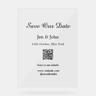 Panneau En Acrylique Enregistrer notre date Scan QR pour les détails no