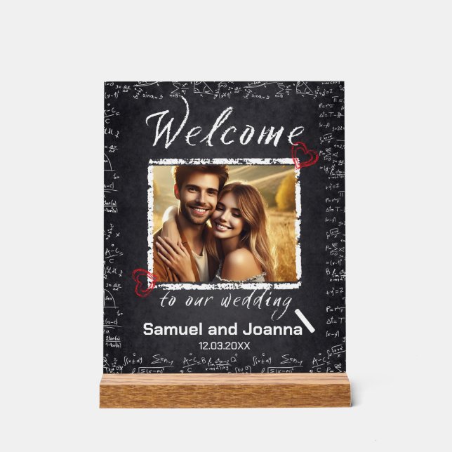 Panneau En Acrylique Enseignants Mariage Chalk Board Bienvenue (Recto)